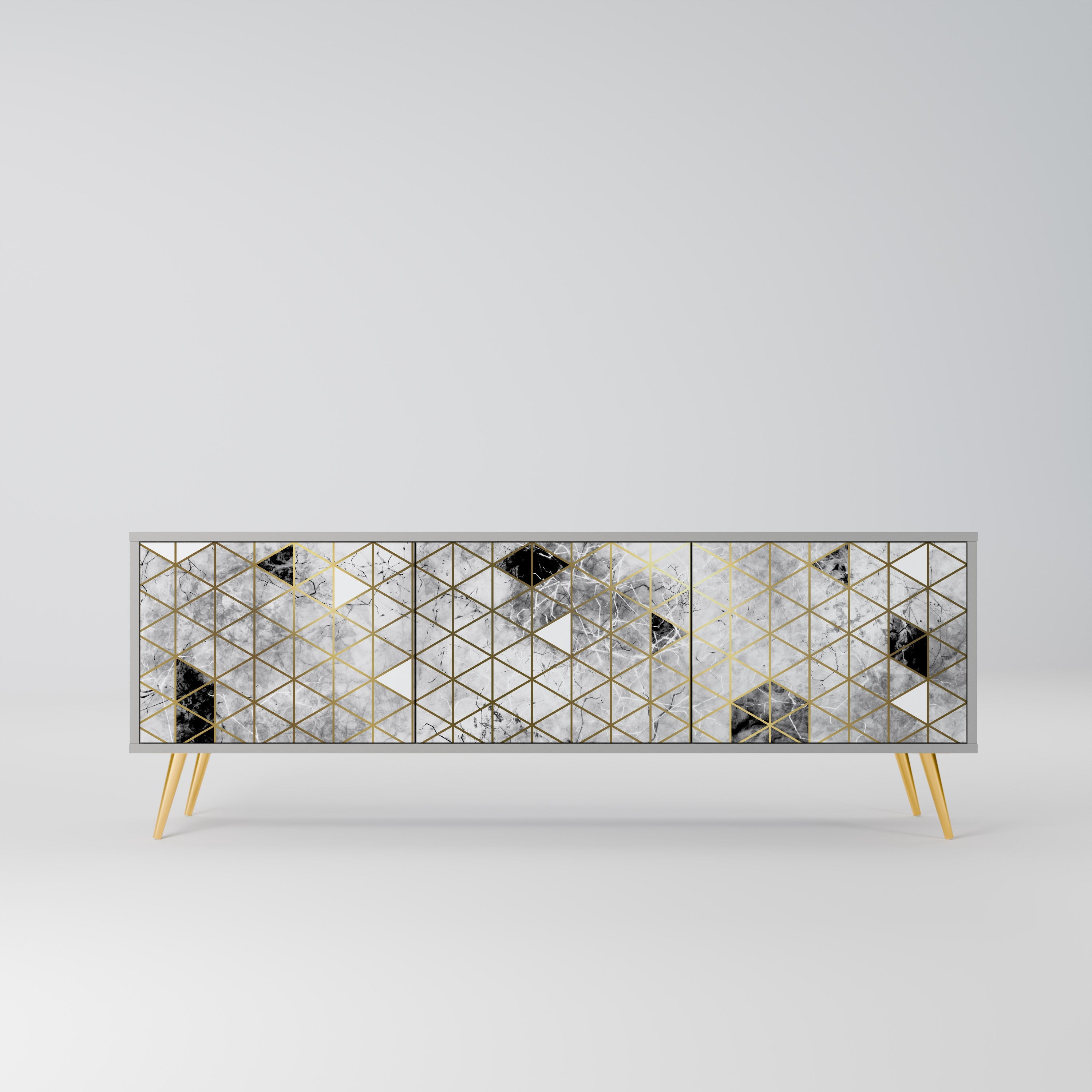 ASHEN ARIA Móvel de TV com 3 Portas em Acabamento Cinzento