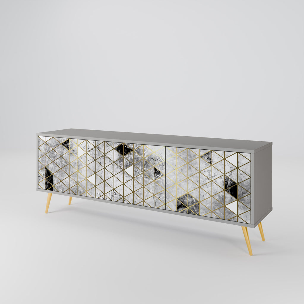 ASHEN ARIA Móvel de TV com 3 Portas em Acabamento Cinzento