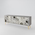 ASHEN ARIA Móvel de TV com 3 Portas em Acabamento Cinzento