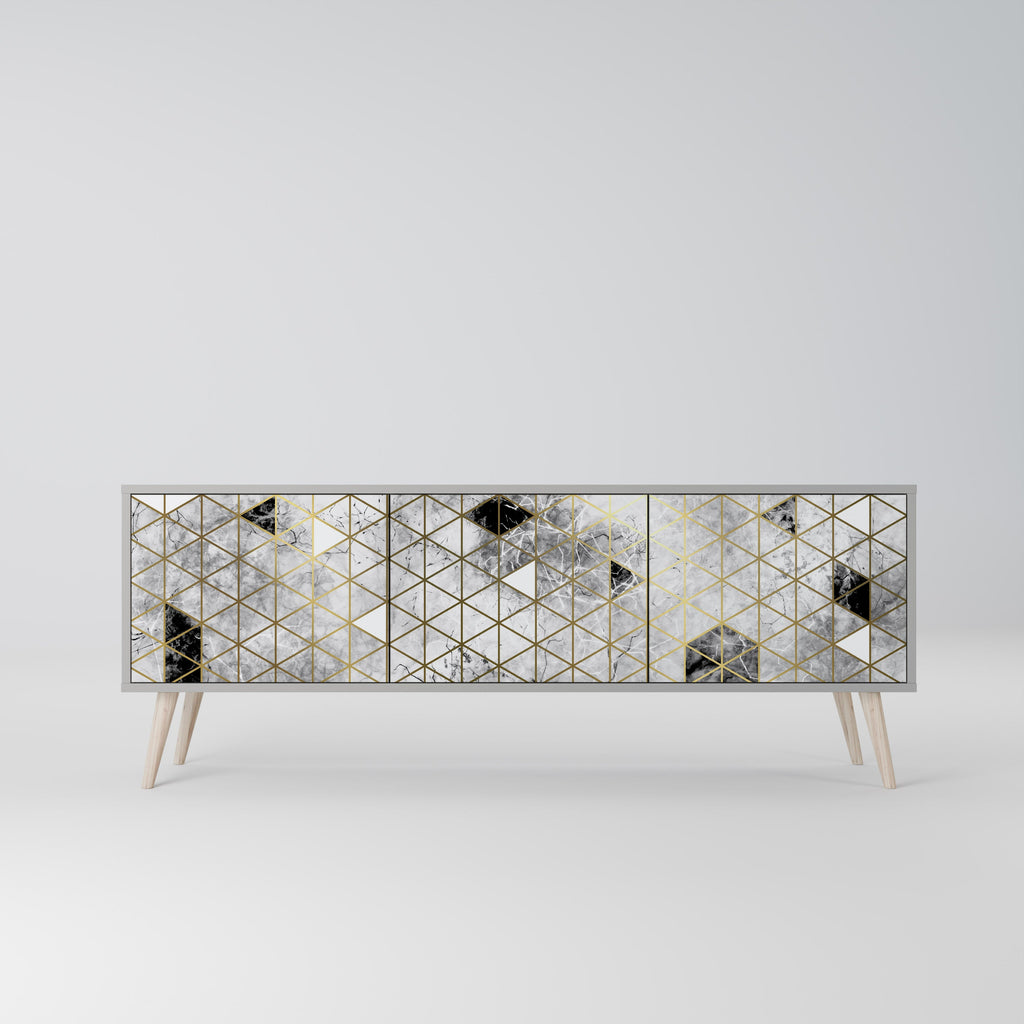 ASHEN ARIA Móvel de TV com 3 Portas em Acabamento Cinzento