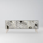 ASHEN ARIA Móvel de TV com 3 Portas em Acabamento Cinzento