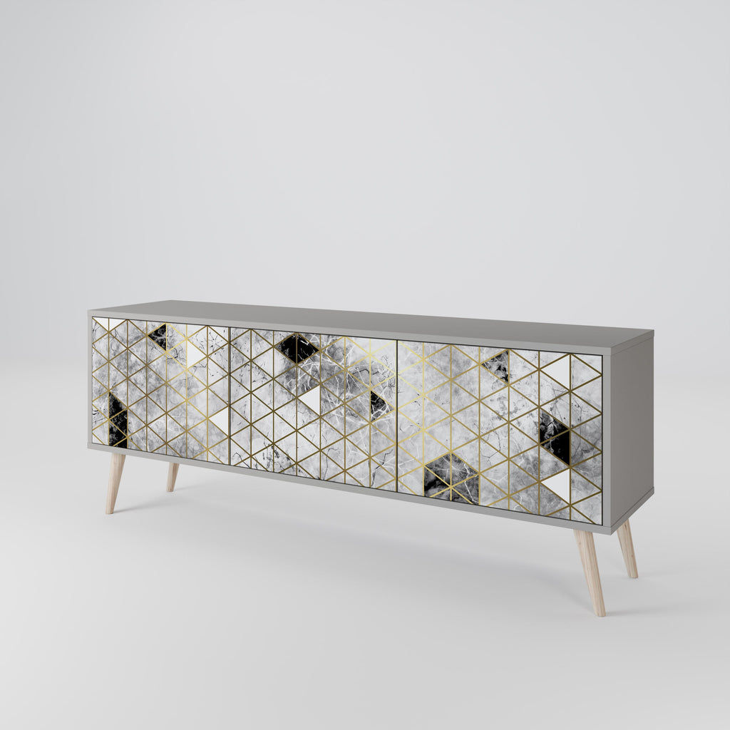 ASHEN ARIA Móvel de TV com 3 Portas em Acabamento Cinzento