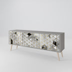 ASHEN ARIA Móvel de TV com 3 Portas em Acabamento Cinzento