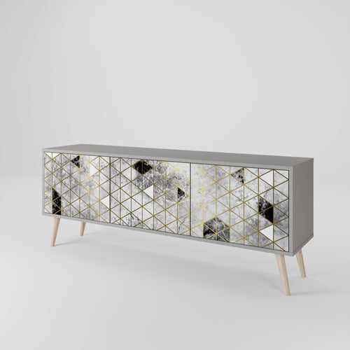 ASHEN ARIA 3-Door TV Stand in Grey Finish