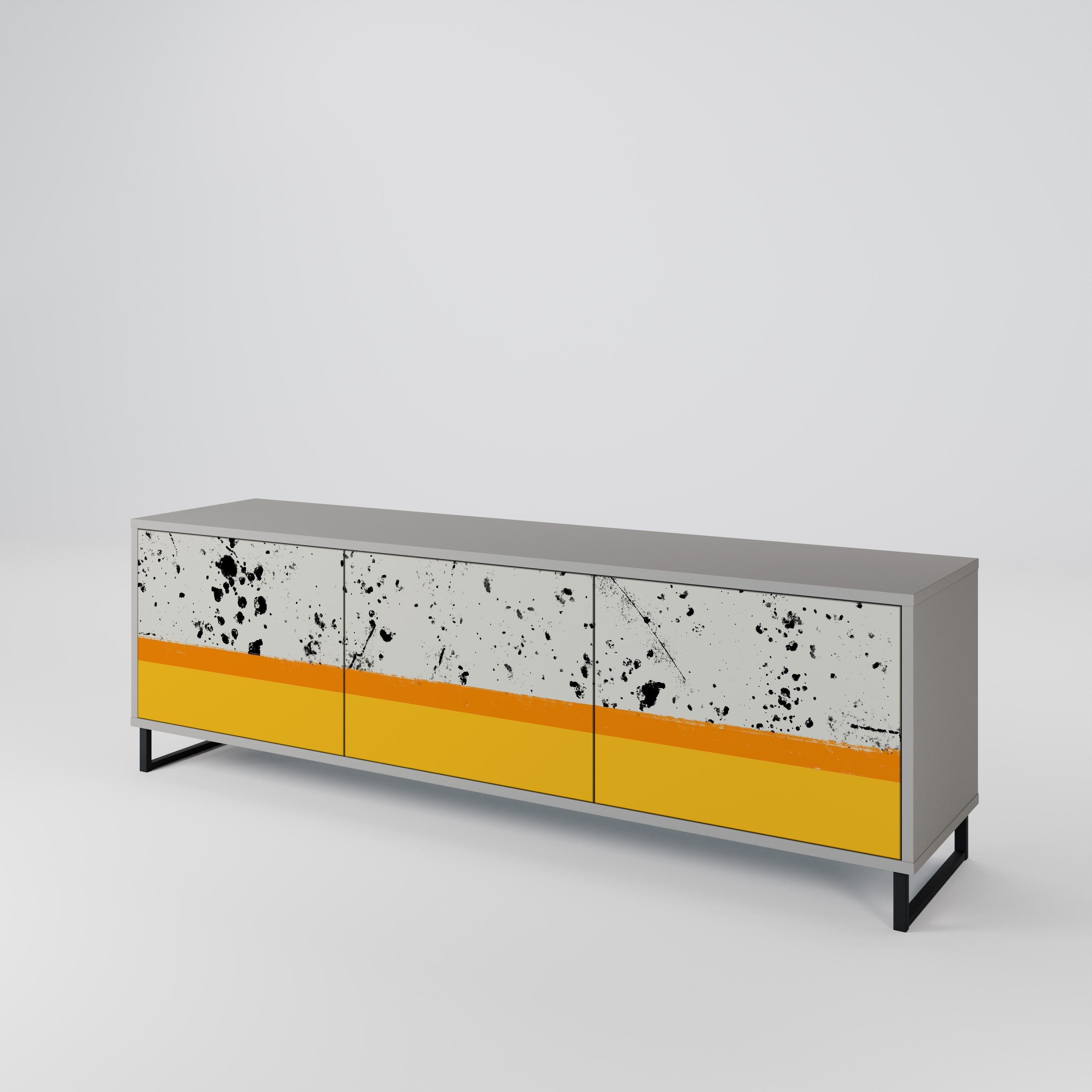 DYED BY ORANGE Móvel de TV com 3 Portas em Acabamento Cinzento