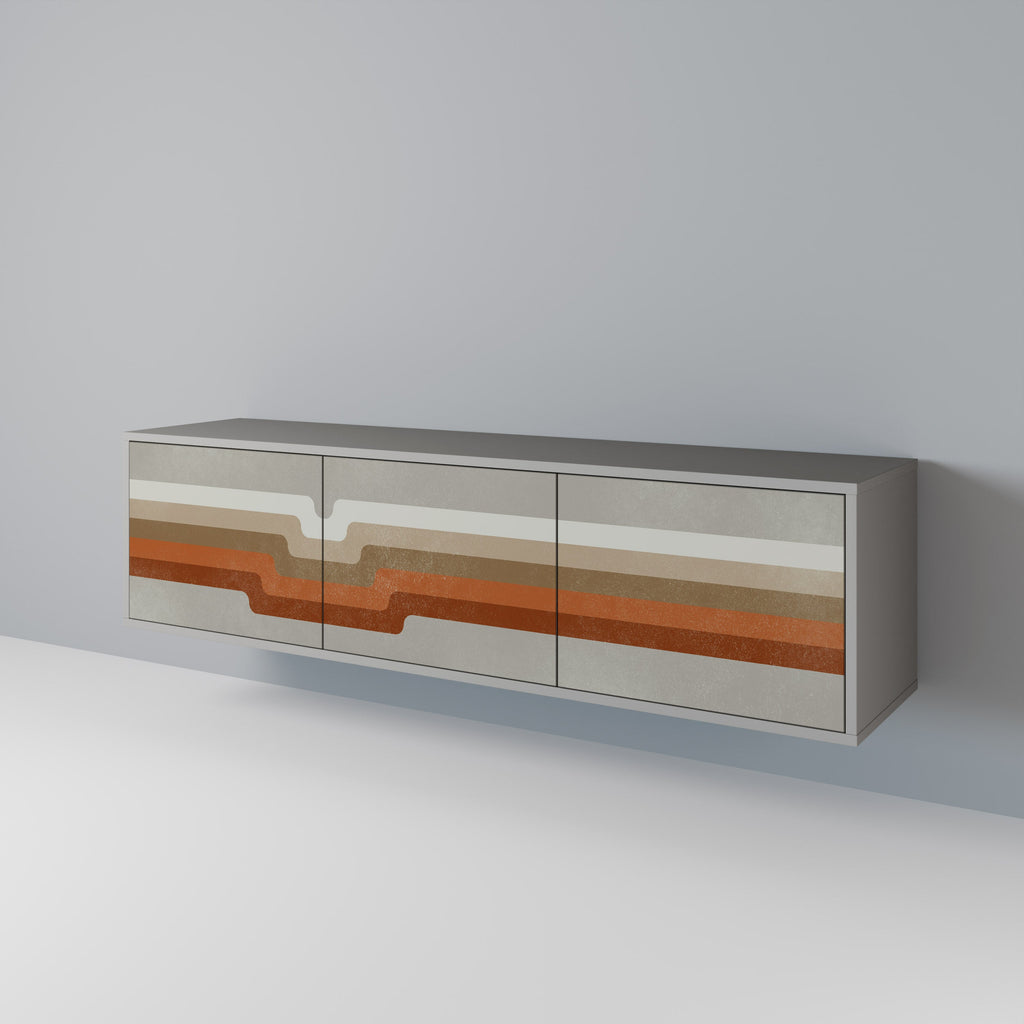 PECULIAR TRAIL Móvel de TV com 3 Portas em Acabamento Cinzento