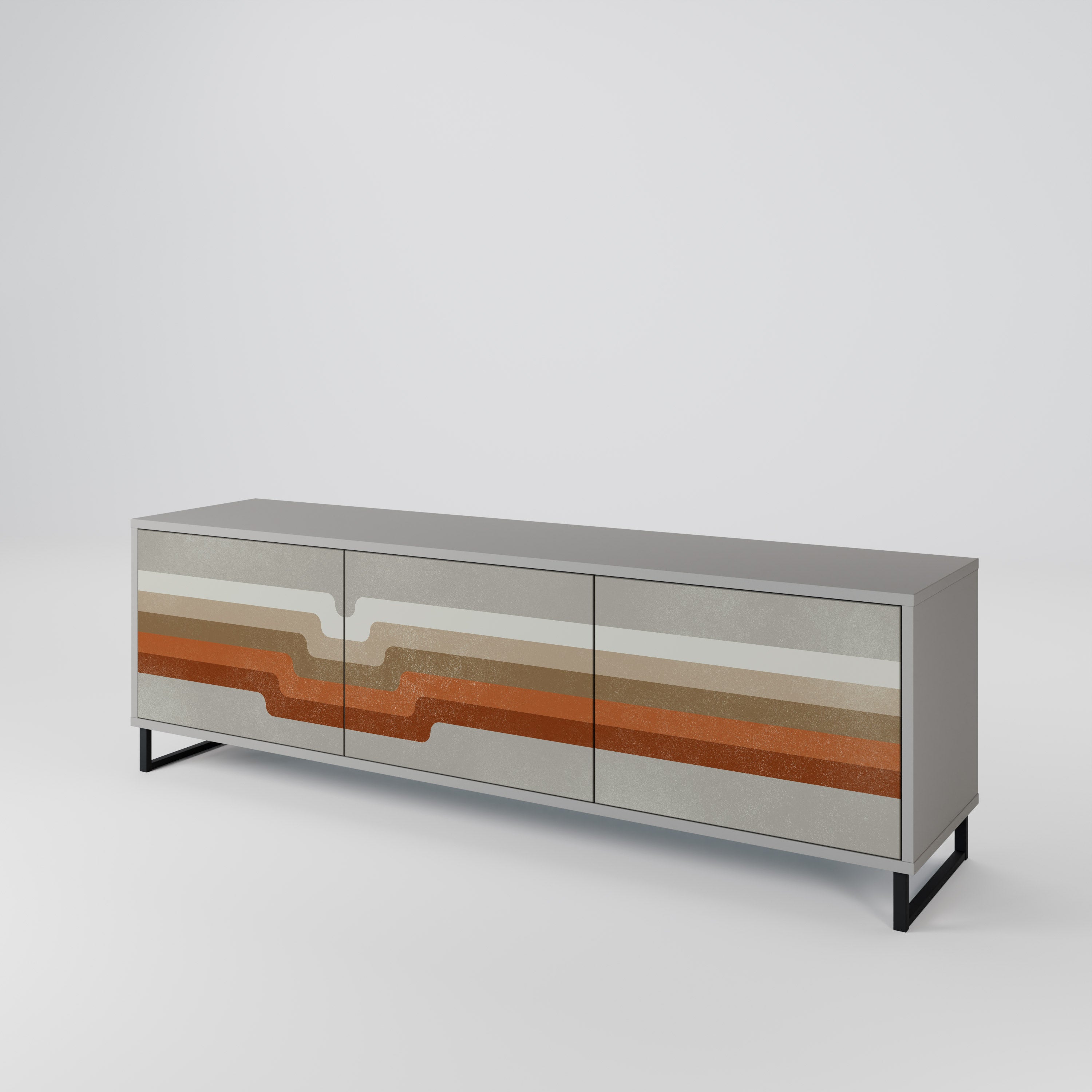 PECULIAR TRAIL Móvel de TV com 3 Portas em Acabamento Cinzento