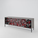 BROKEN LINES Móvel de TV com 3 Portas em Acabamento Cinzento