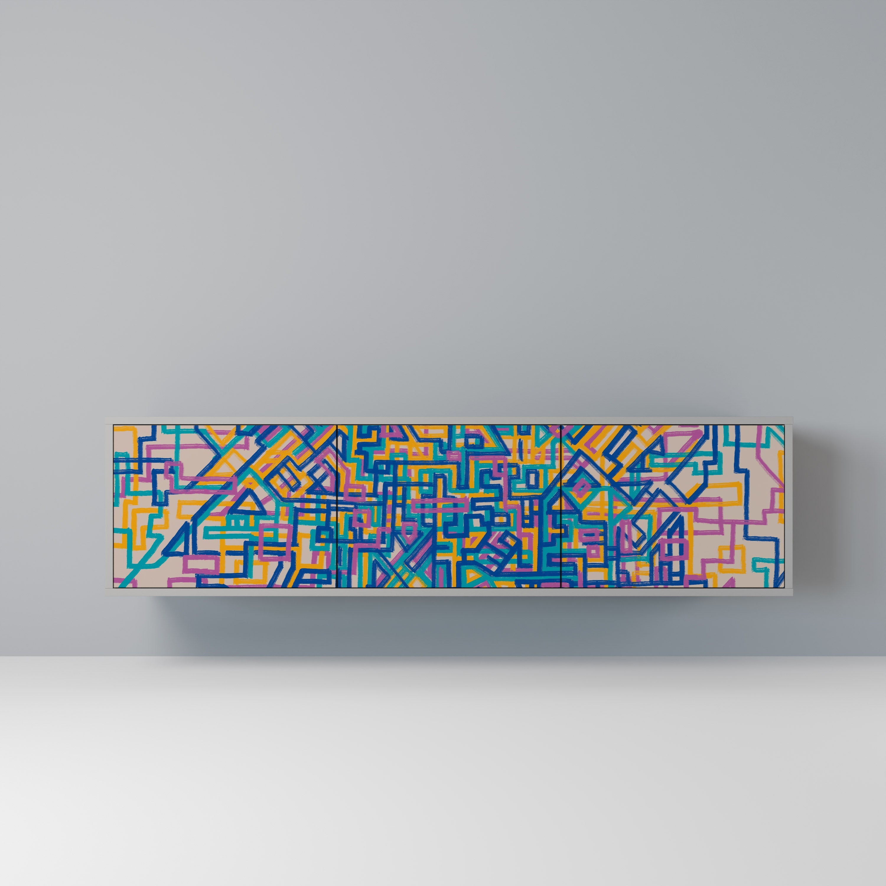 MEMORIES MAP Móvel de TV com 3 Portas em Acabamento Cinzento