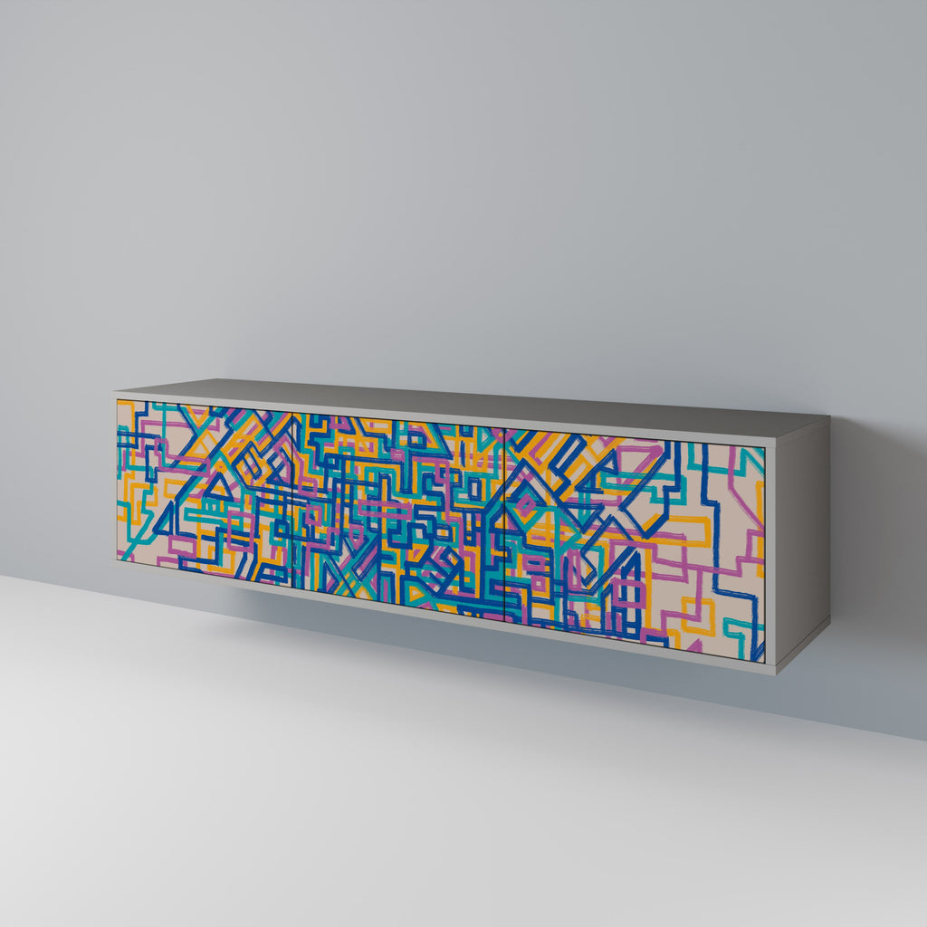 MEMORIES MAP Móvel de TV com 3 Portas em Acabamento Cinzento
