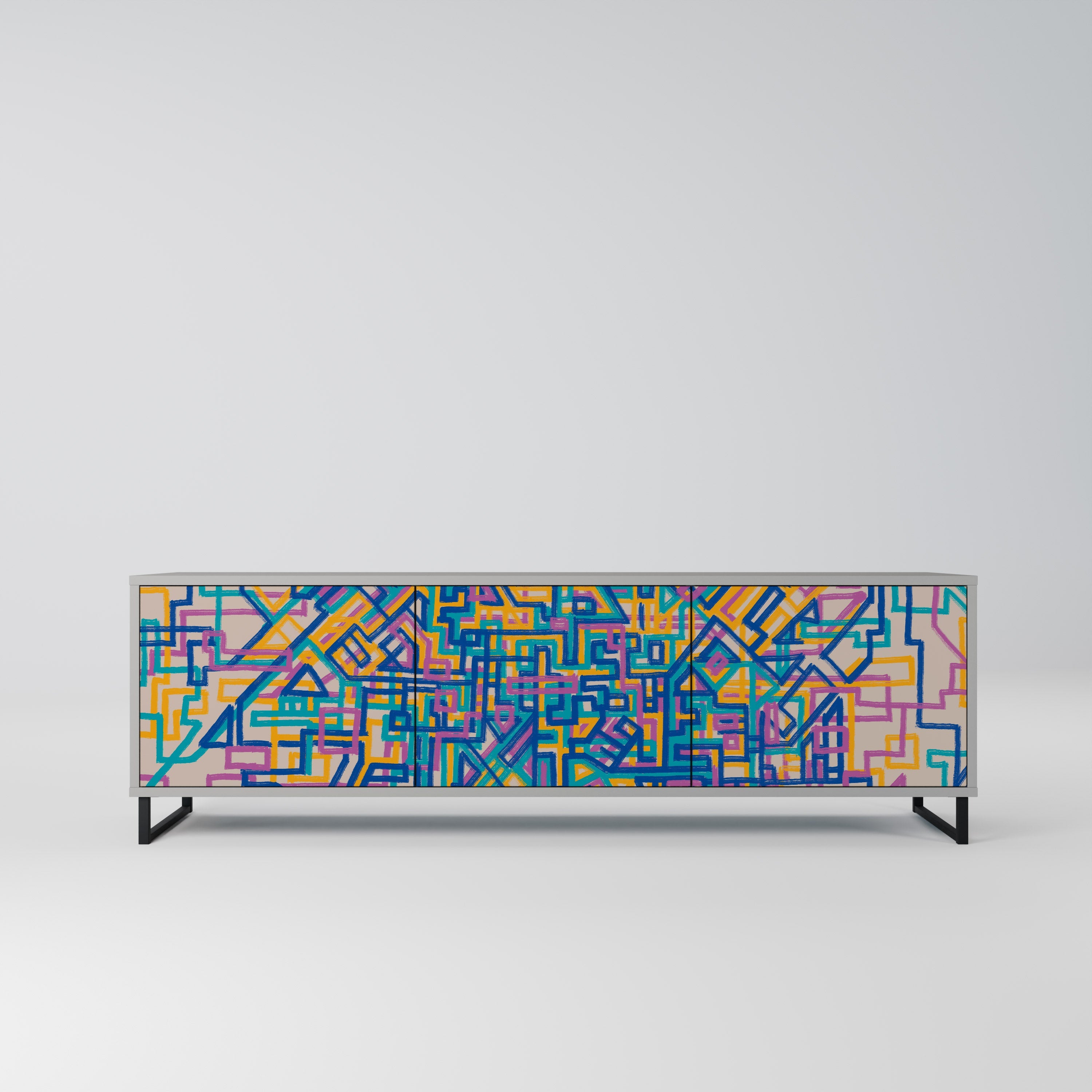 MEMORIES MAP Móvel de TV com 3 Portas em Acabamento Cinzento