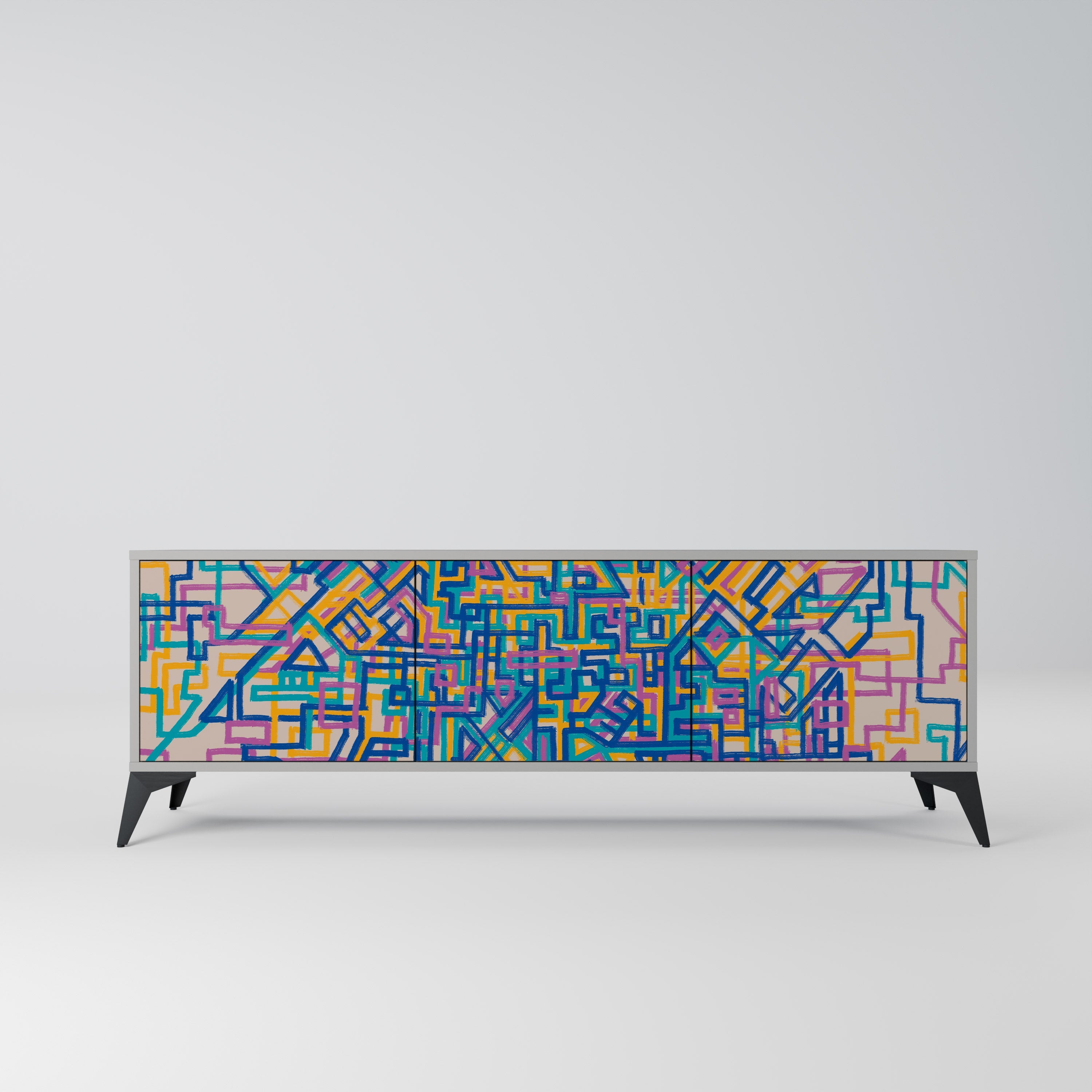 MEMORIES MAP Móvel de TV com 3 Portas em Acabamento Cinzento