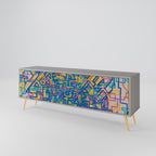 MEMORIES MAP Móvel de TV com 3 Portas em Acabamento Cinzento