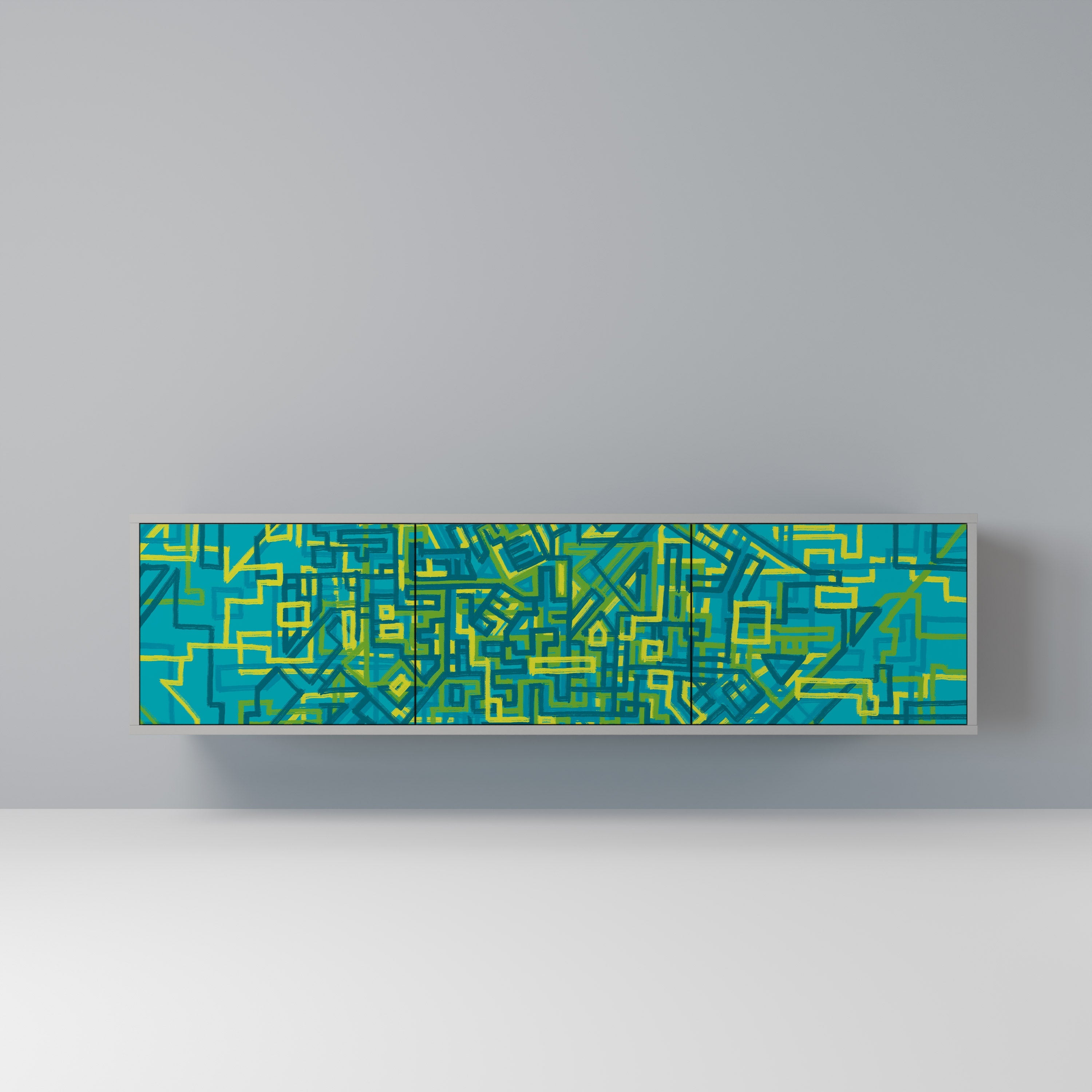 NOSTALGIC MEMORIES Móvel de TV com 3 Portas em Acabamento Cinzento