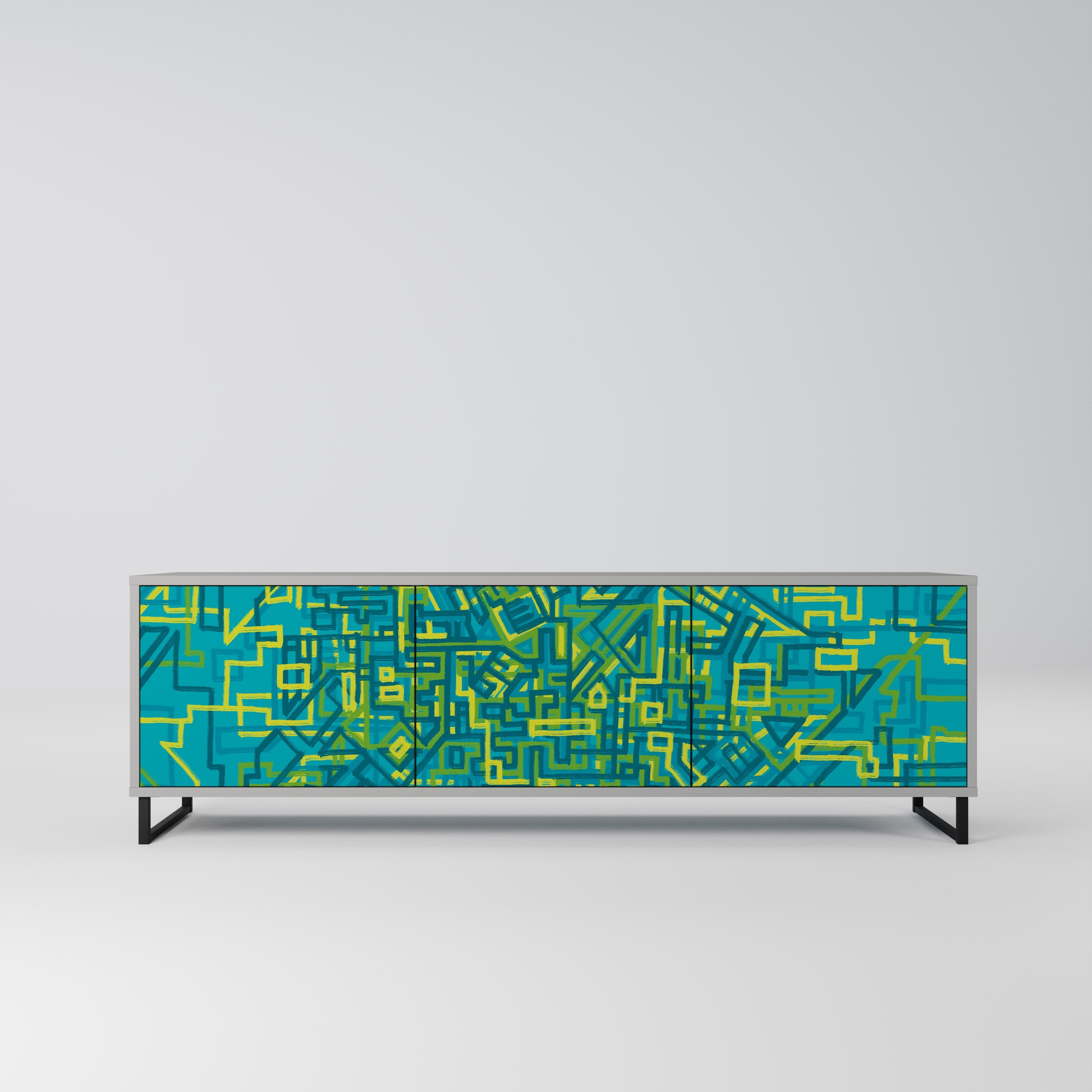 NOSTALGIC MEMORIES Móvel de TV com 3 Portas em Acabamento Cinzento