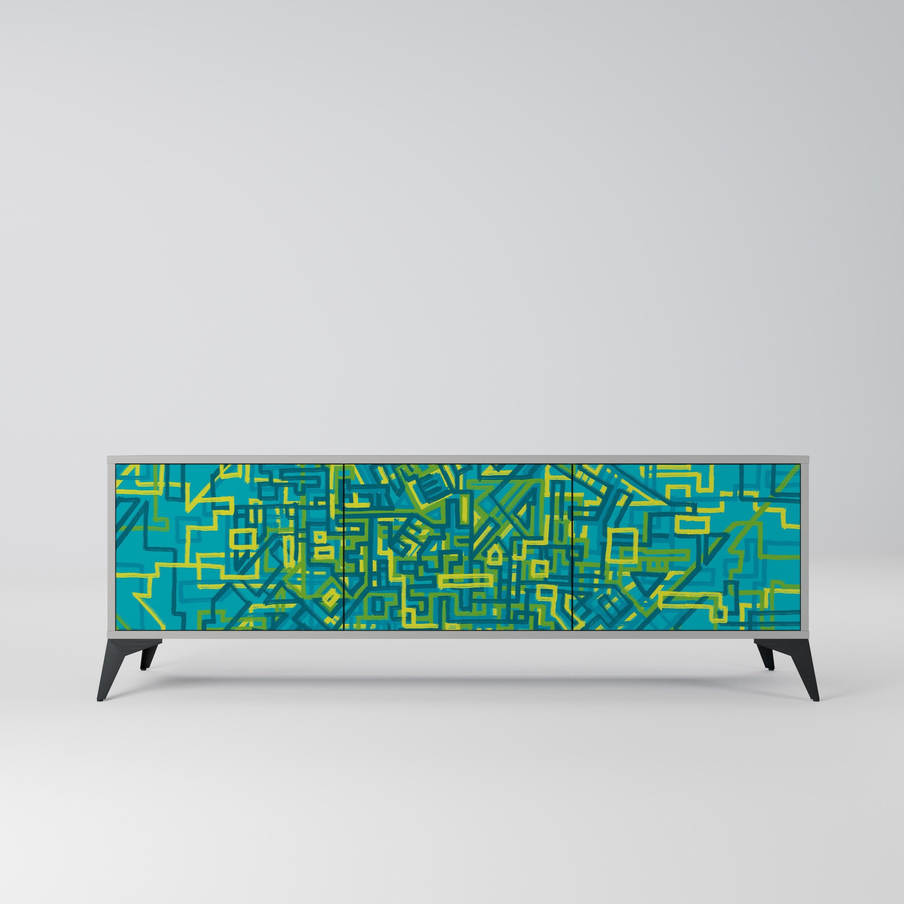 NOSTALGIC MEMORIES Móvel de TV com 3 Portas em Acabamento Cinzento