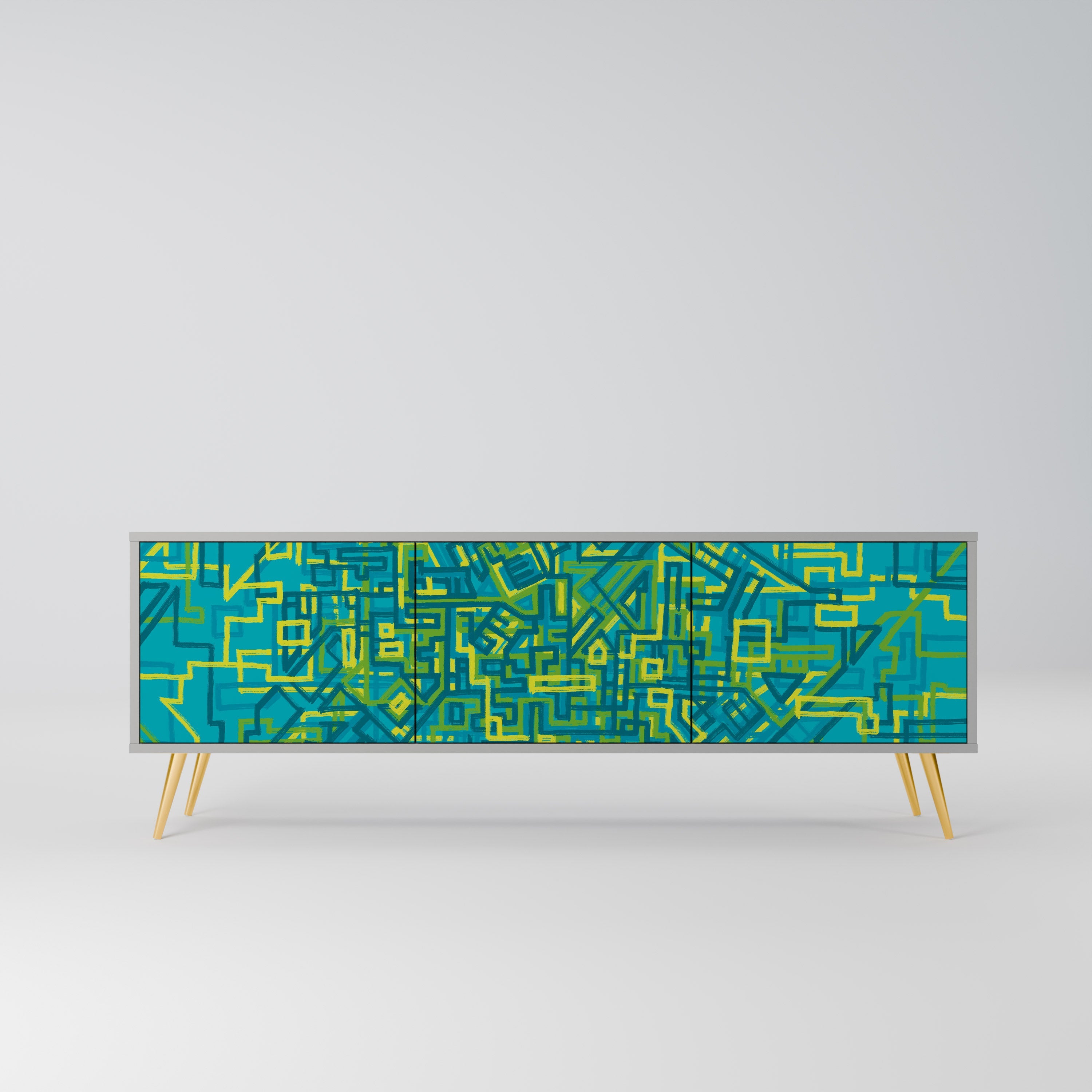 NOSTALGIC MEMORIES Móvel de TV com 3 Portas em Acabamento Cinzento