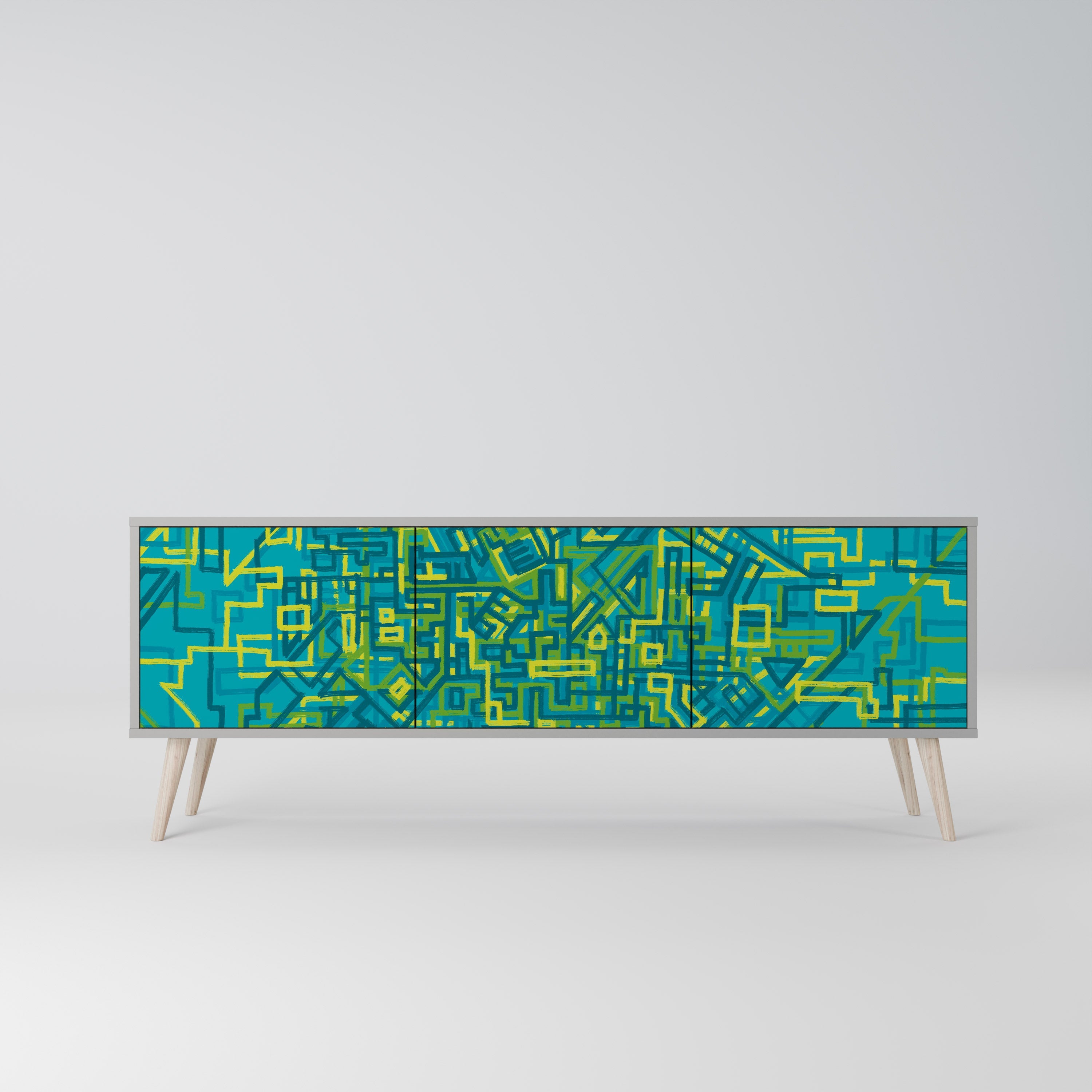 NOSTALGIC MEMORIES Móvel de TV com 3 Portas em Acabamento Cinzento