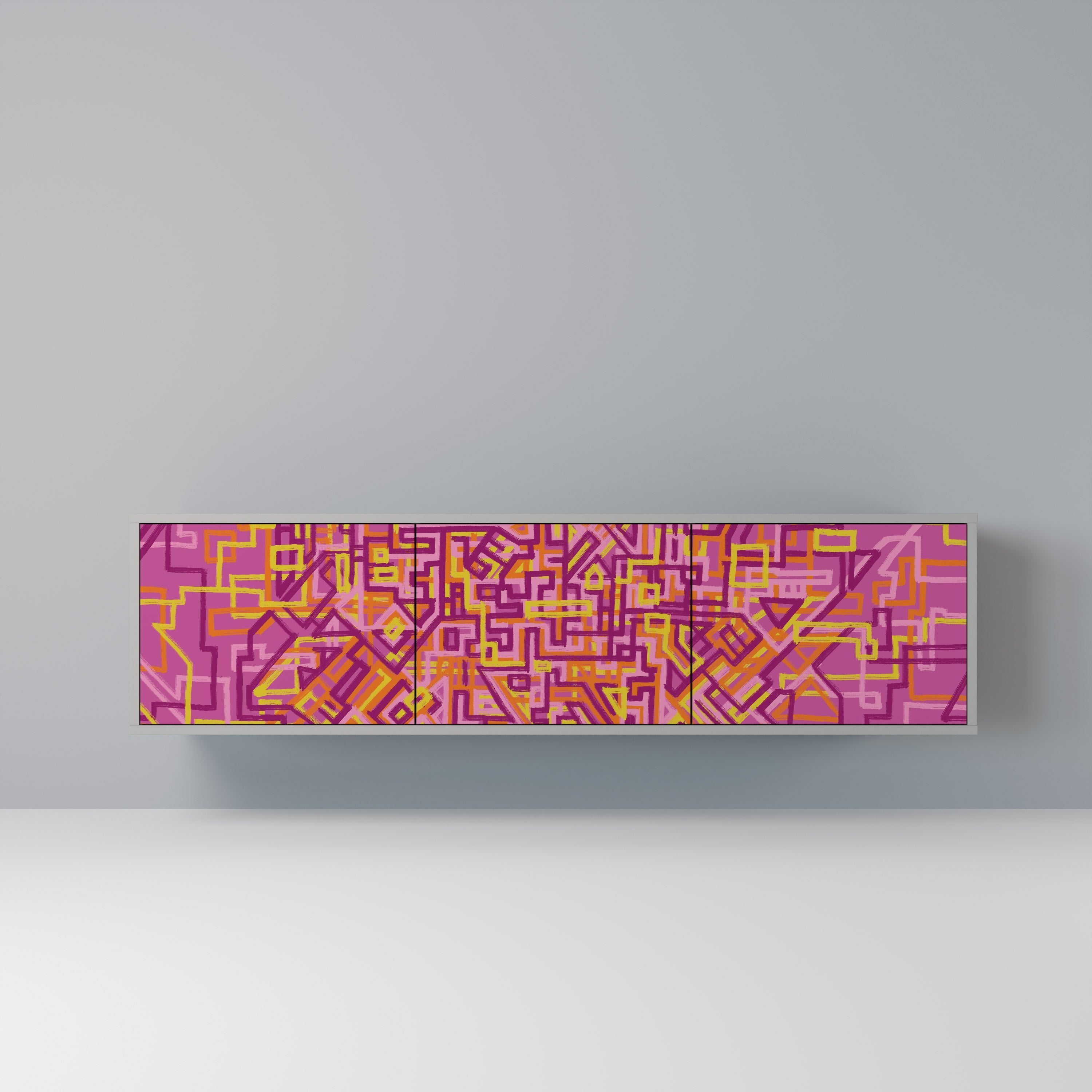 LOVELY MEMORIES Móvel de TV com 3 Portas em Acabamento Cinzento