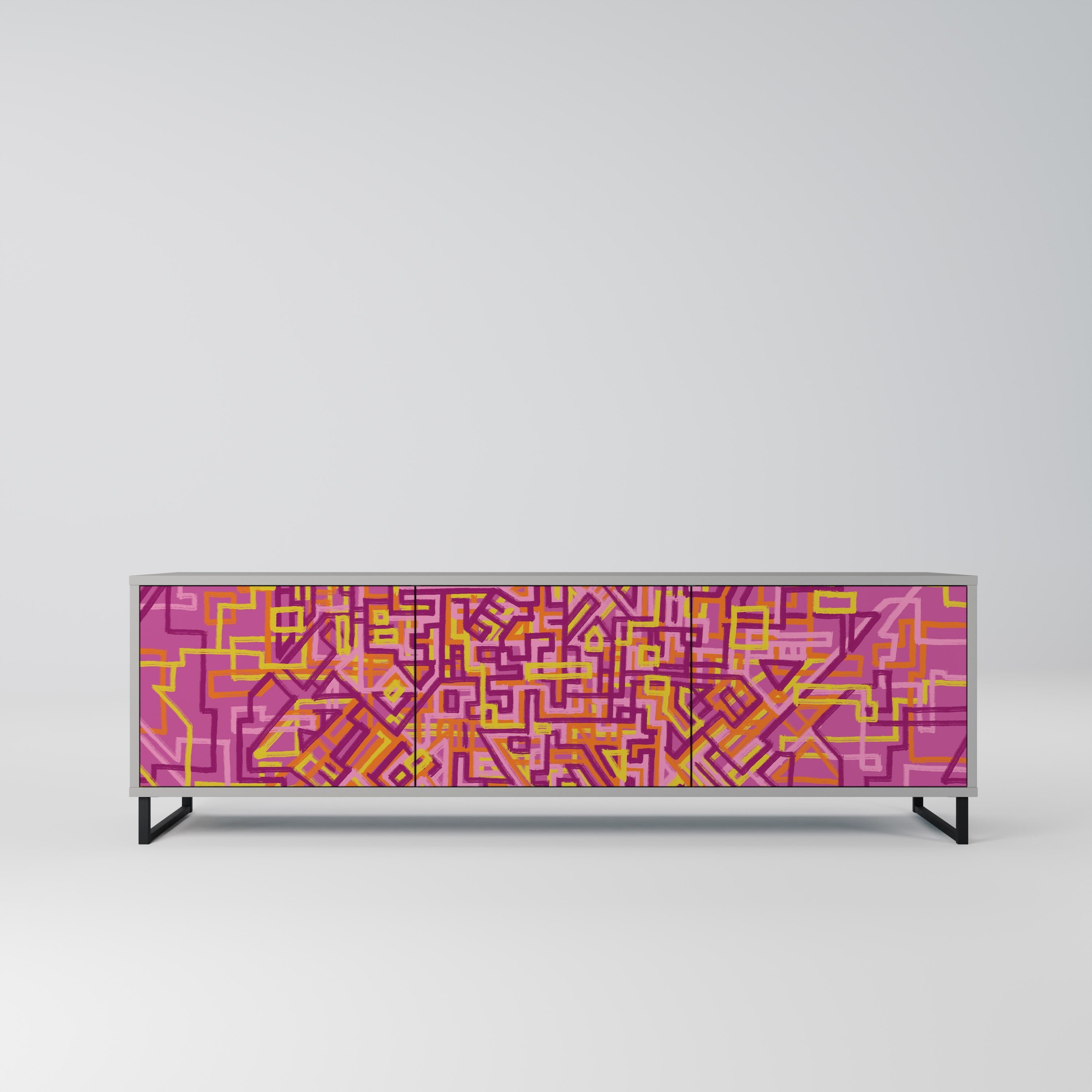 LOVELY MEMORIES Móvel de TV com 3 Portas em Acabamento Cinzento