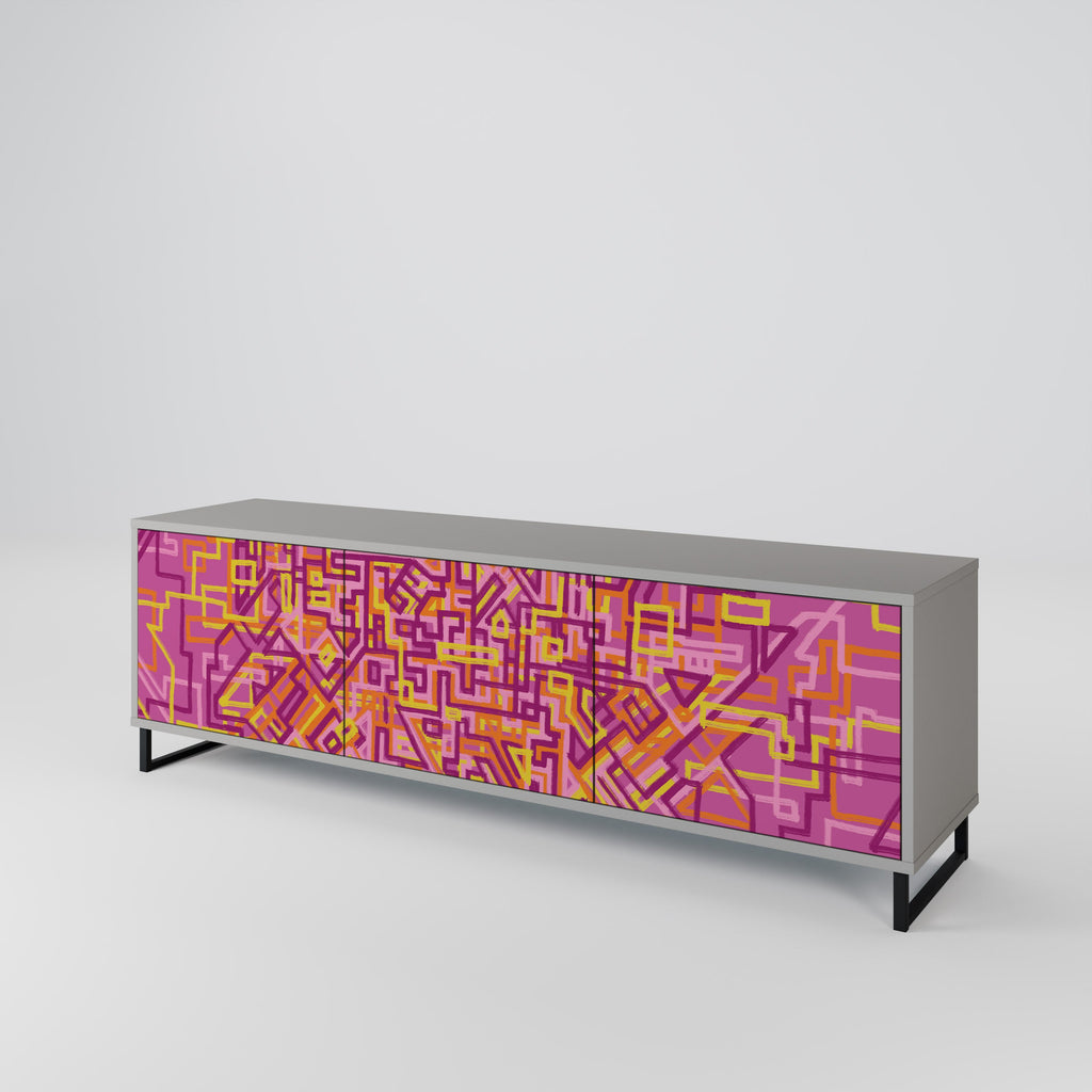 LOVELY MEMORIES Móvel de TV com 3 Portas em Acabamento Cinzento