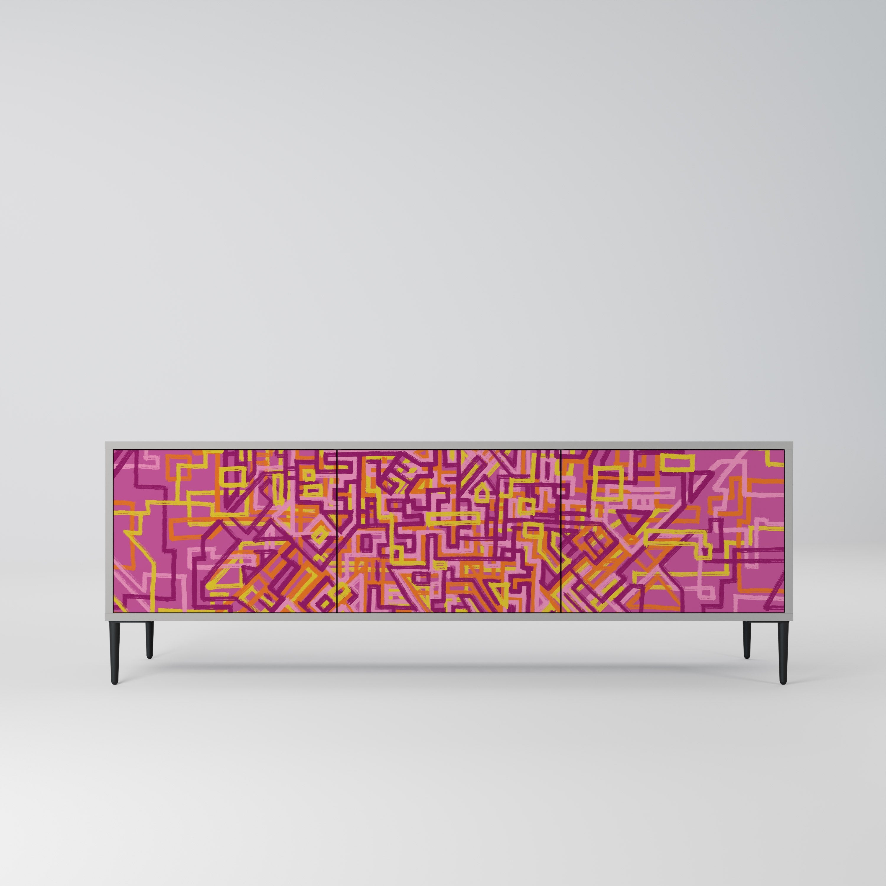 LOVELY MEMORIES Móvel de TV com 3 Portas em Acabamento Cinzento