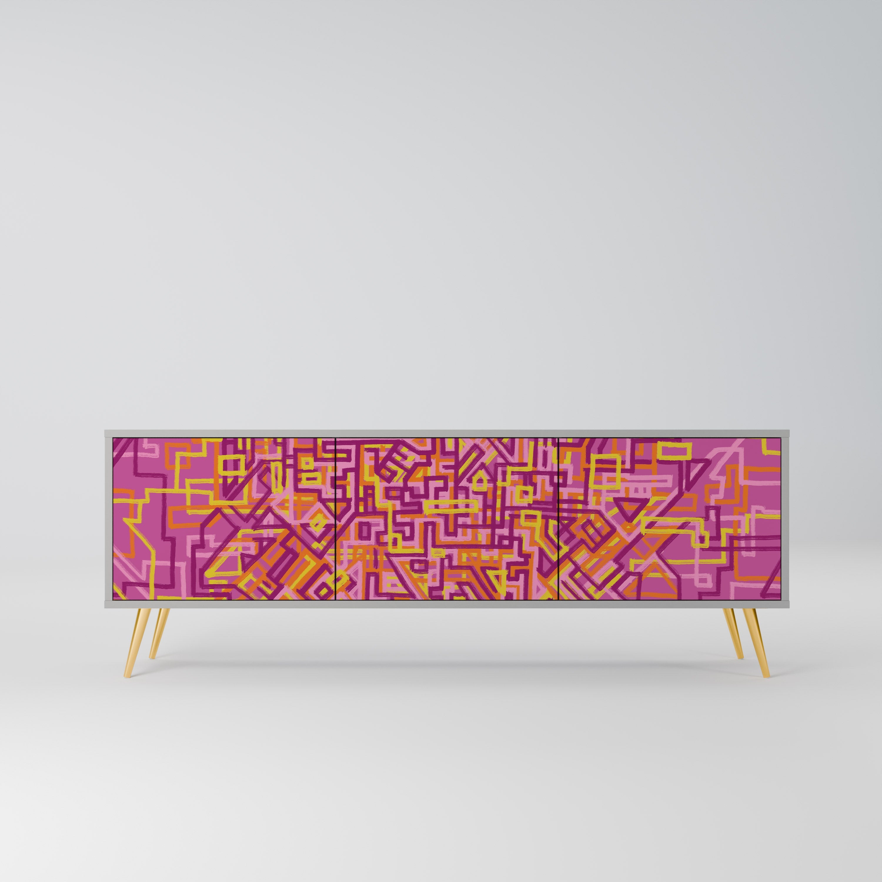 LOVELY MEMORIES Móvel de TV com 3 Portas em Acabamento Cinzento