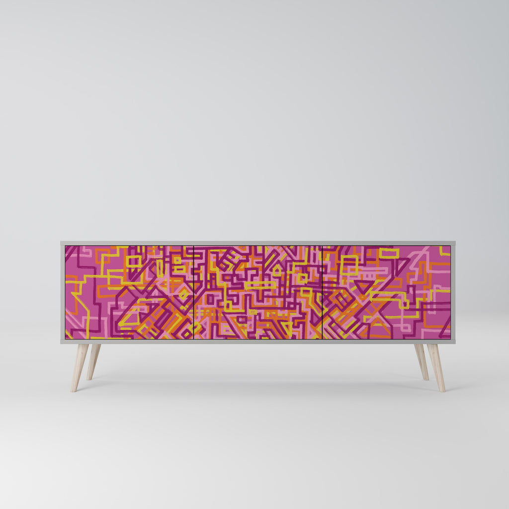 LOVELY MEMORIES Móvel de TV com 3 Portas em Acabamento Cinzento