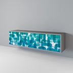 TURQUOISE RECTANGLES Móvel de TV com 3 Portas em Acabamento Cinzento