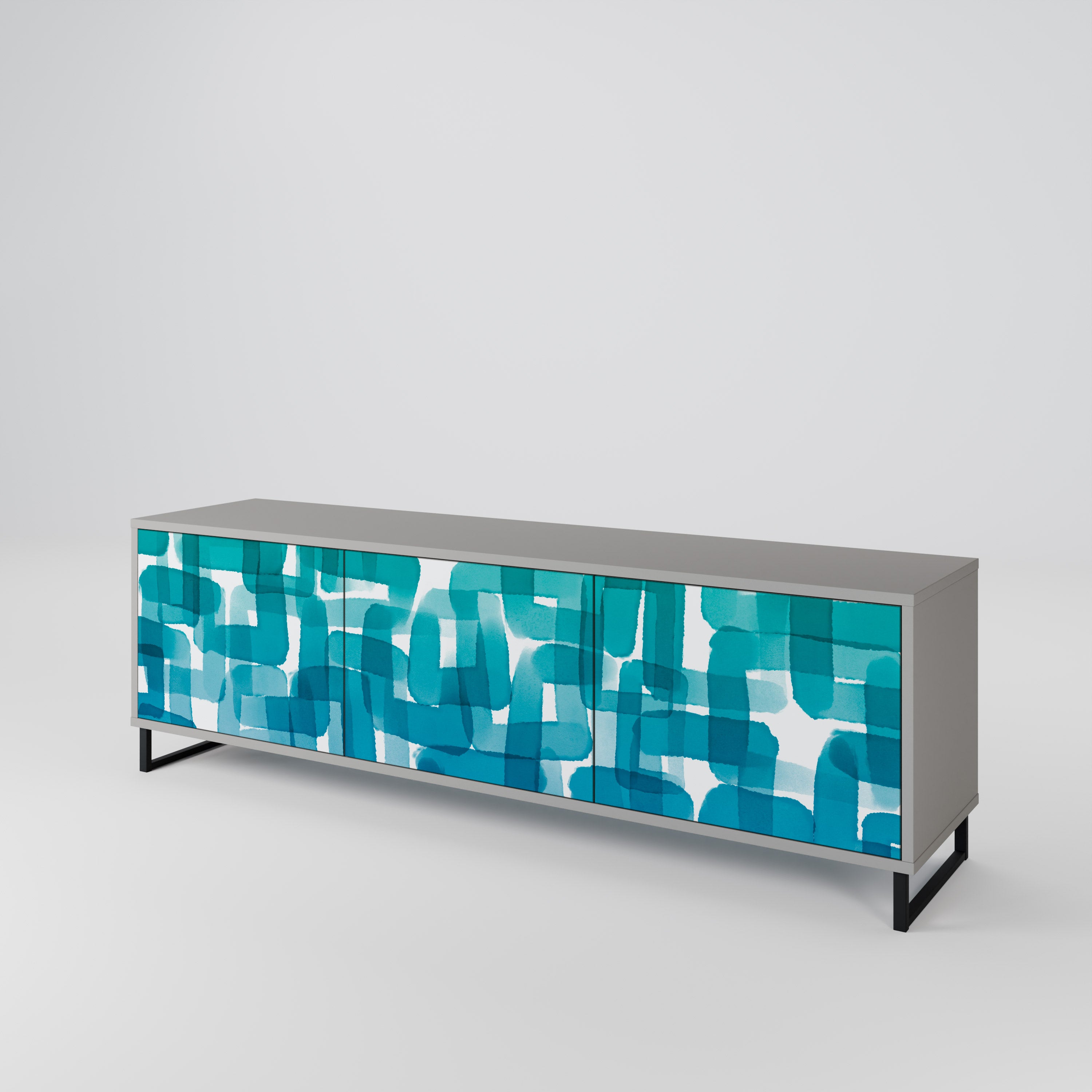 TURQUOISE RECTANGLES Móvel de TV de 3 Portas