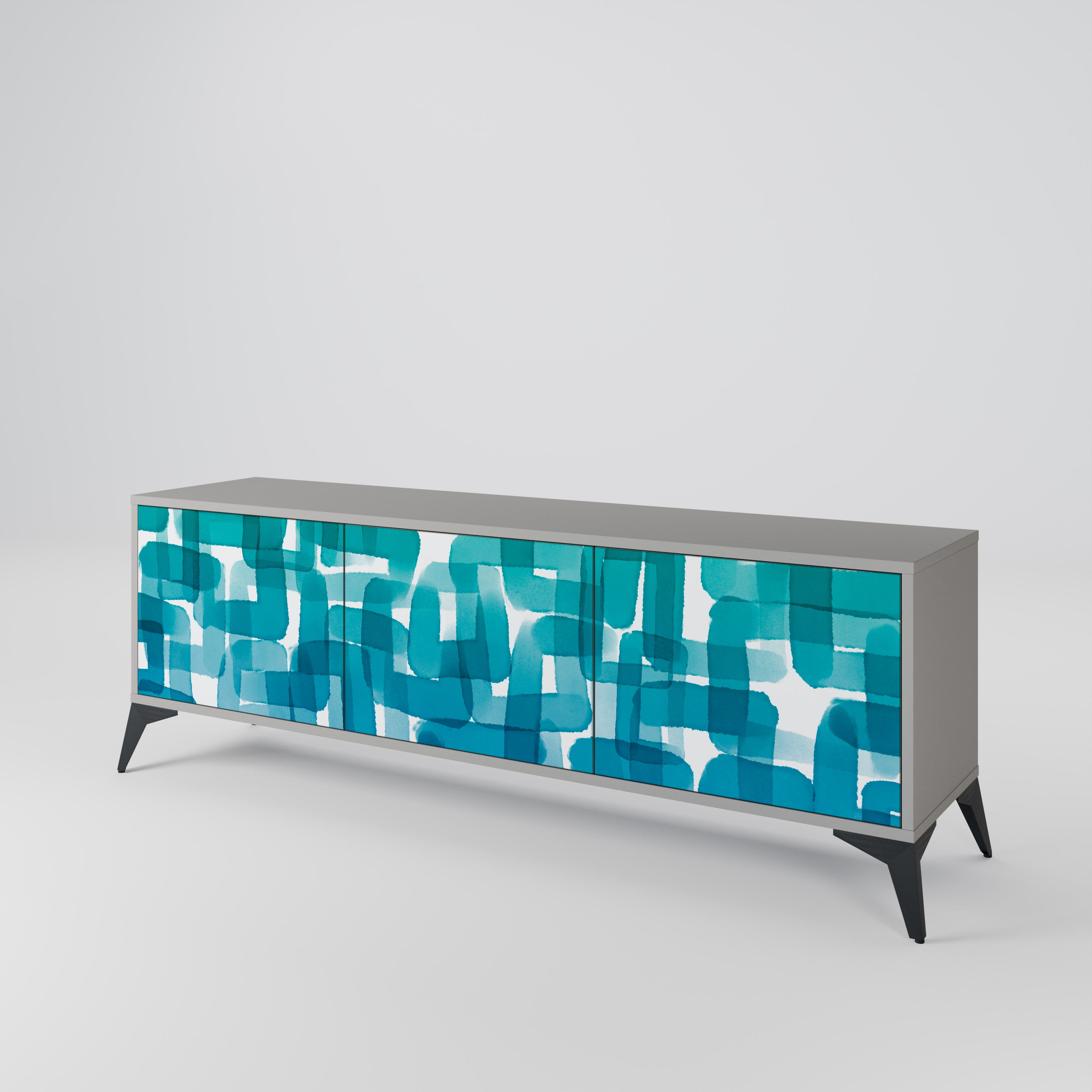 TURQUOISE RECTANGLES Móvel de TV de 3 Portas