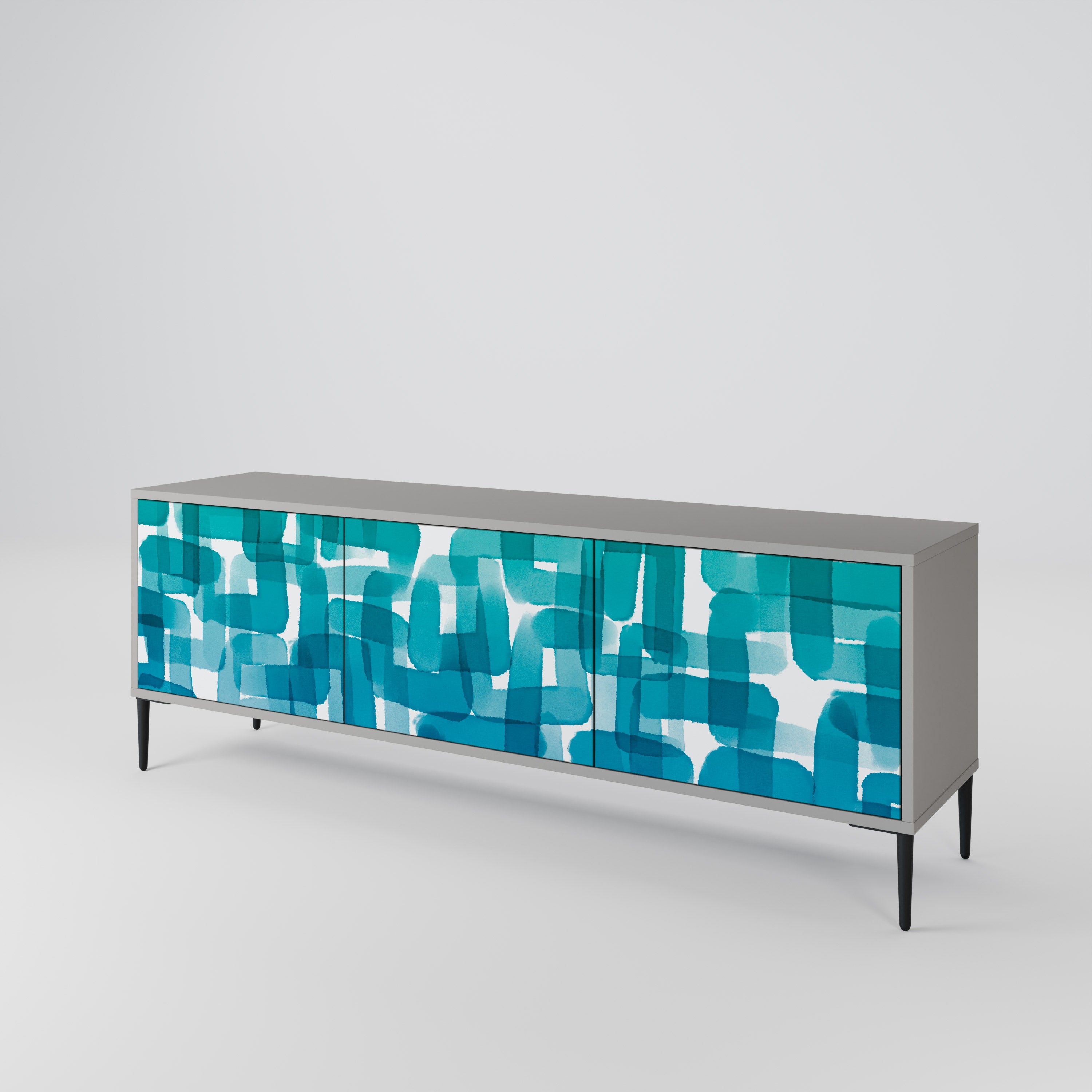 TURQUOISE RECTANGLES Móvel de TV de 3 Portas