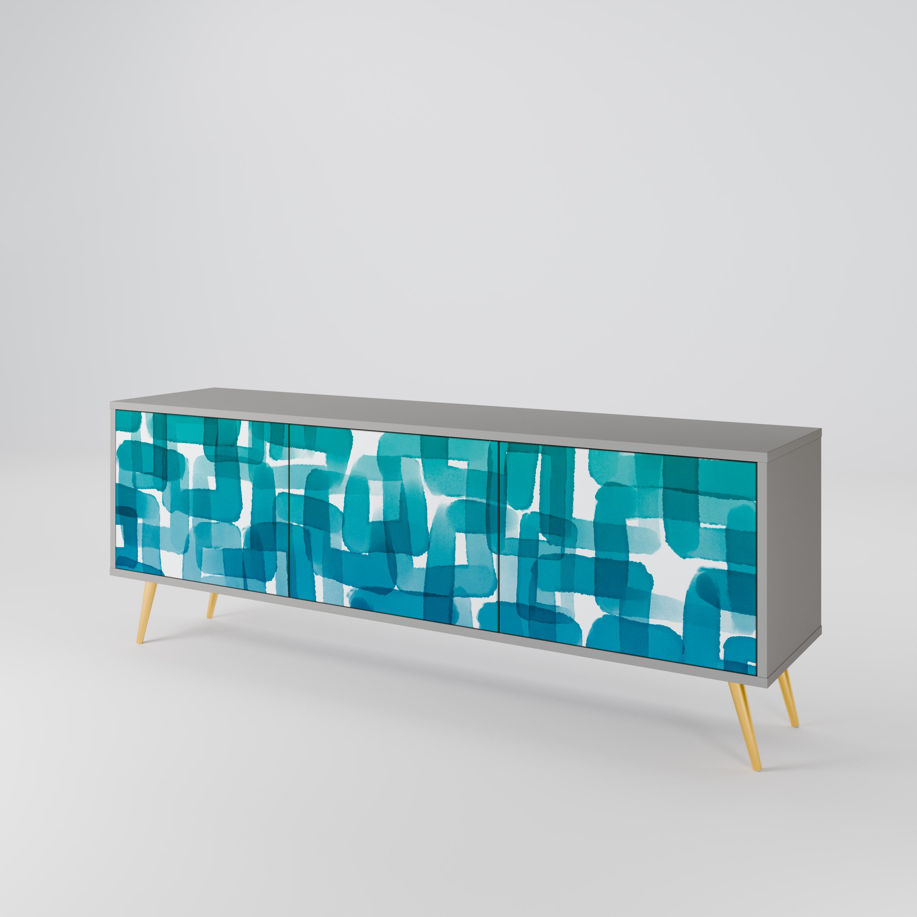 TURQUOISE RECTANGLES Móvel de TV de 3 Portas