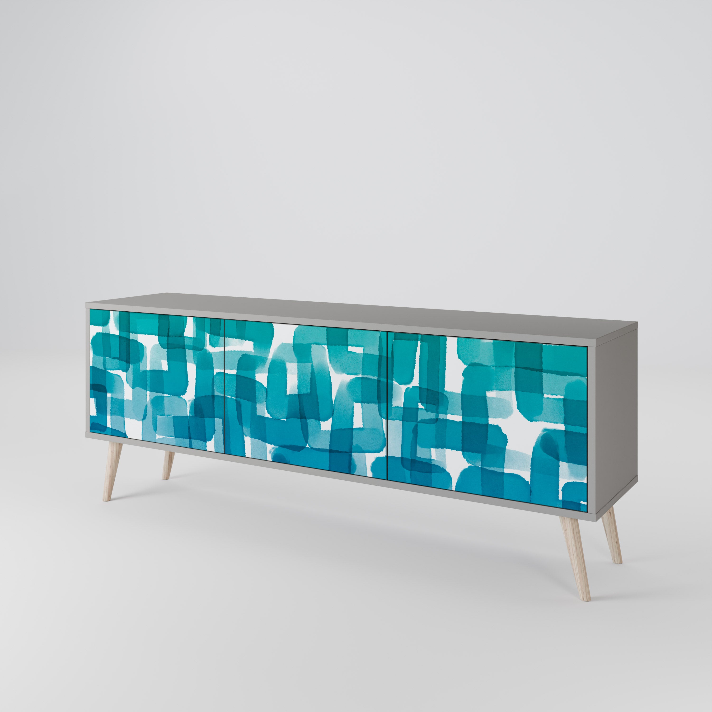 TURQUOISE RECTANGLES Móvel de TV de 3 Portas