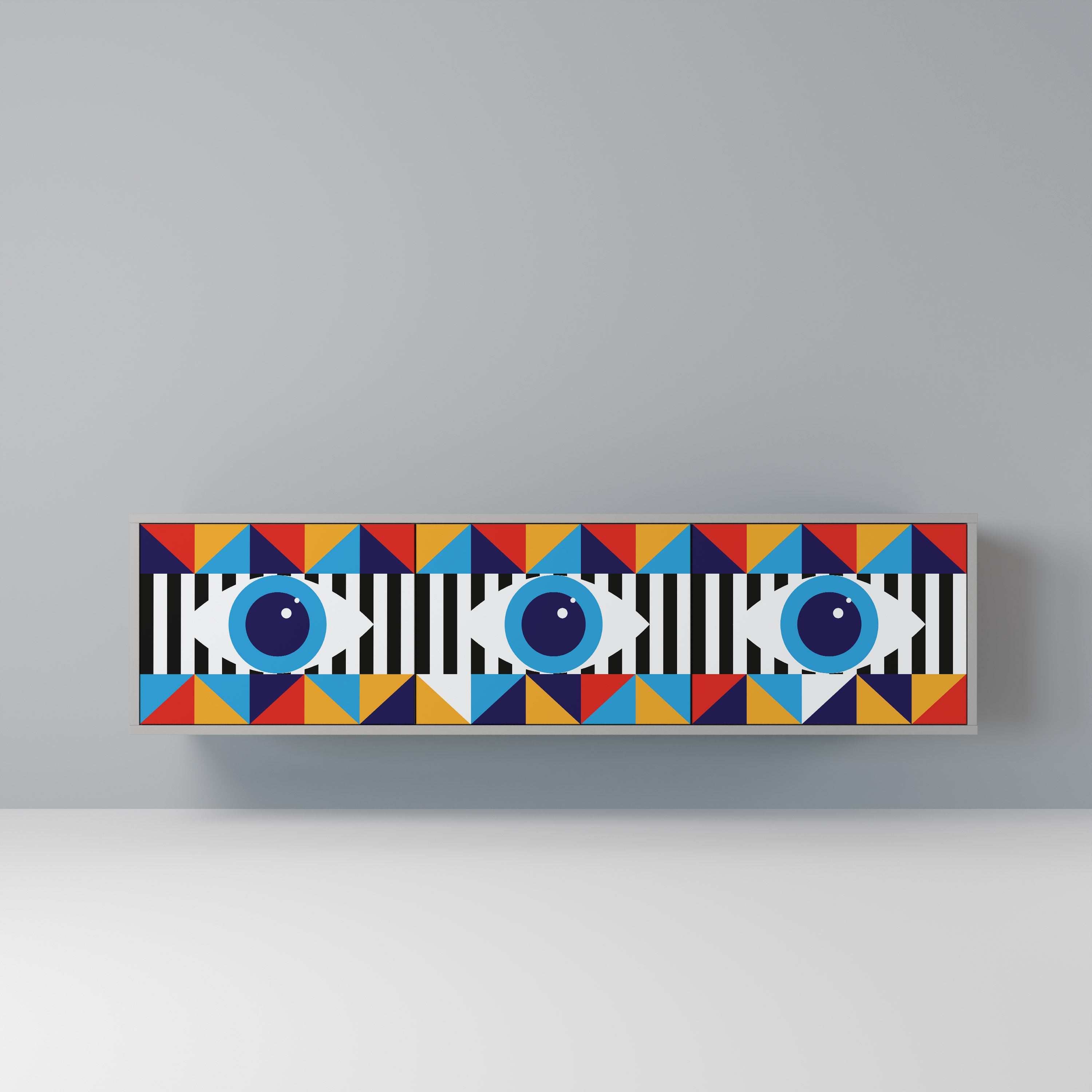 ABSTRACTION AND GEOMETRY Móvel de TV com 3 Portas em Acabamento Cinzento