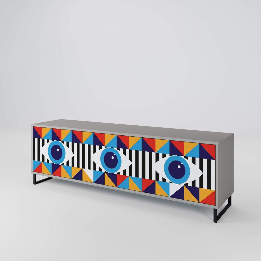 ABSTRACTION AND GEOMETRY Móvel de TV com 3 Portas em Acabamento Cinzento