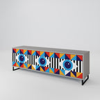 ABSTRACTION AND GEOMETRY Móvel de TV com 3 Portas em Acabamento Cinzento