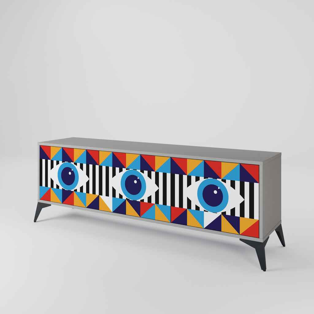 ABSTRACTION AND GEOMETRY Móvel de TV com 3 Portas em Acabamento Cinzento