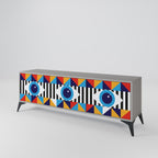 ABSTRACTION AND GEOMETRY Móvel de TV com 3 Portas em Acabamento Cinzento