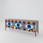 ABSTRACTION AND GEOMETRY Móvel de TV com 3 Portas em Acabamento Cinzento