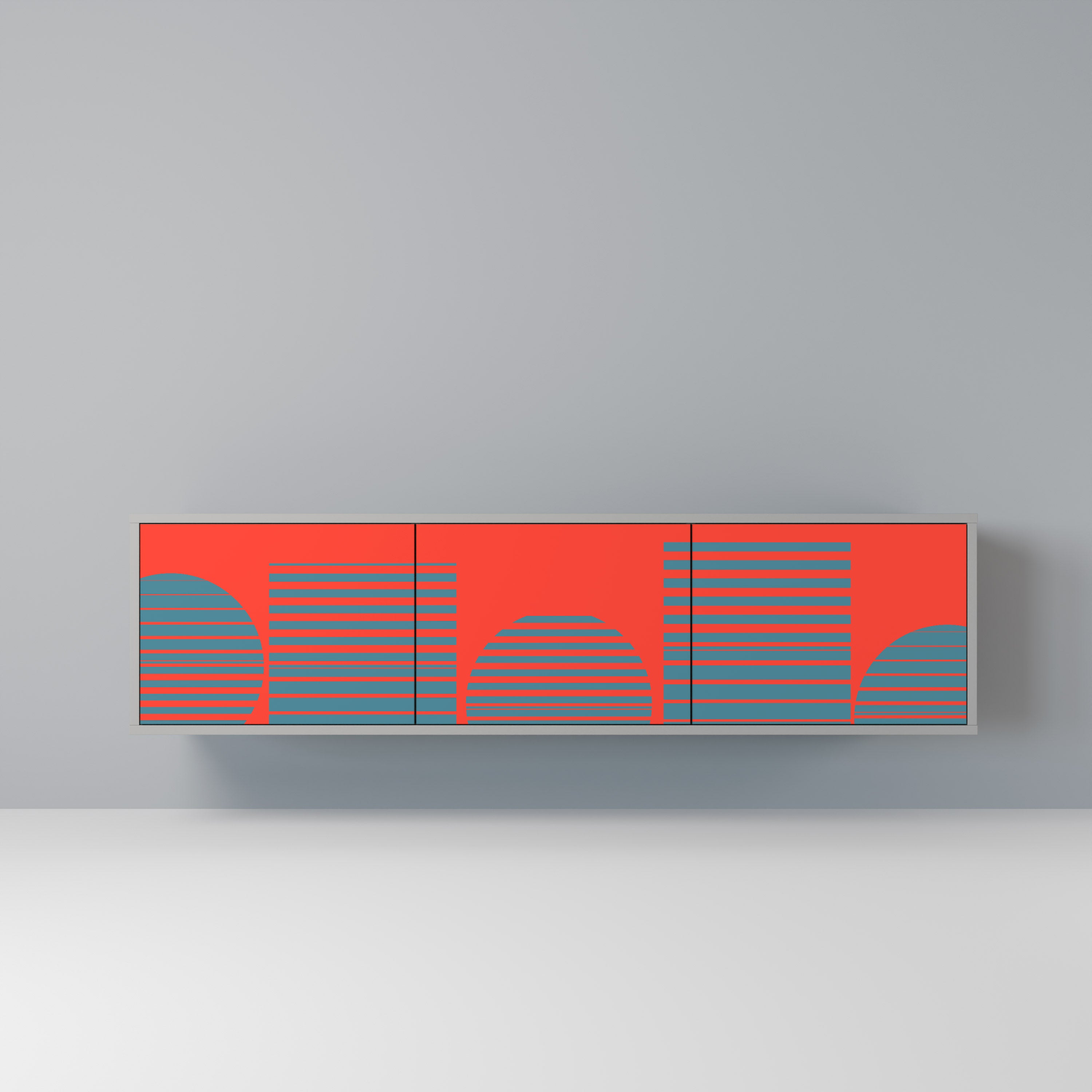 RISING GEOMETRY STARS Móvel de TV com 3 Portas em Acabamento Cinzento