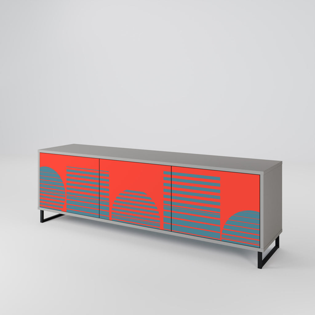 RISING GEOMETRY STARS Móvel de TV com 3 Portas em Acabamento Cinzento