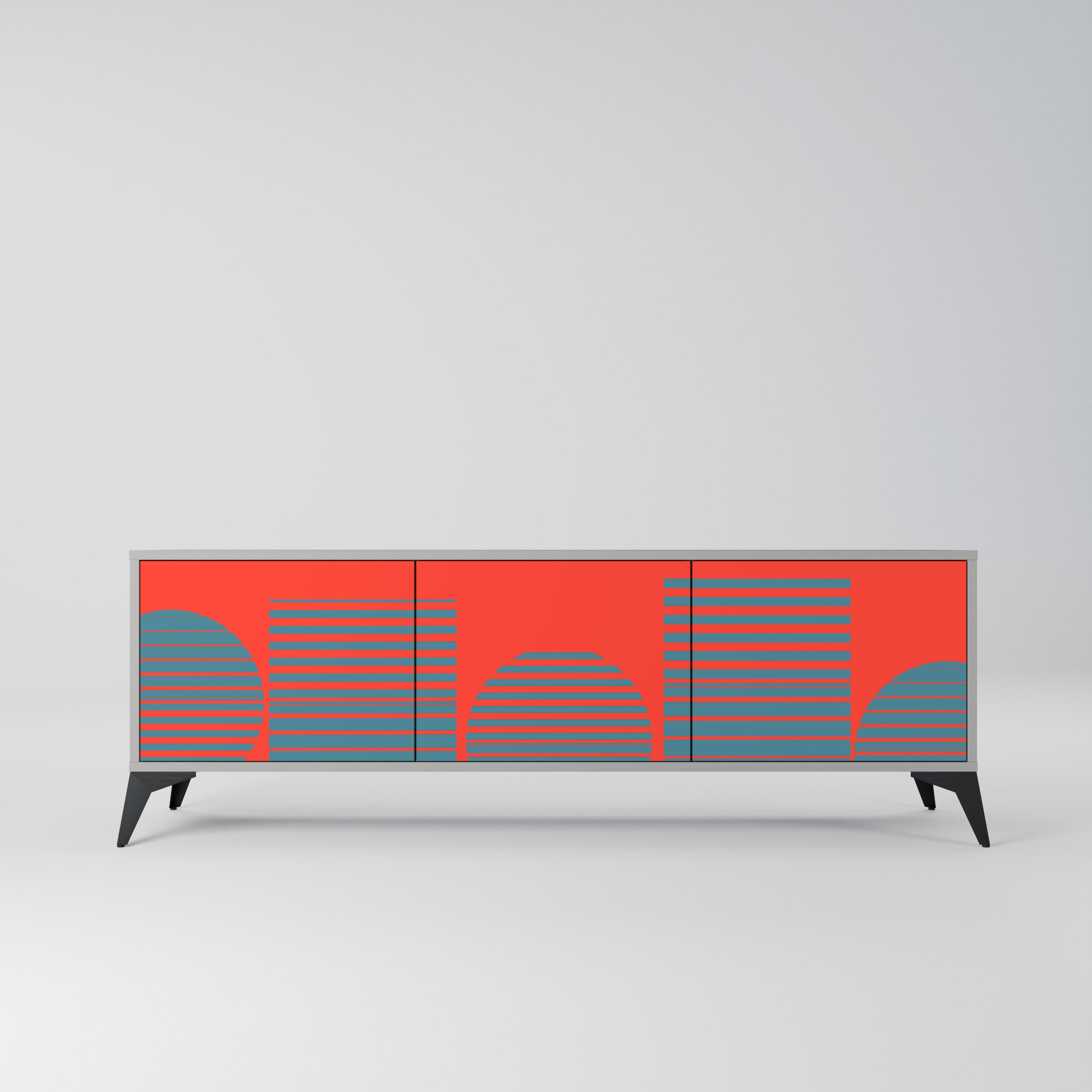 RISING GEOMETRY STARS Móvel de TV com 3 Portas em Acabamento Cinzento