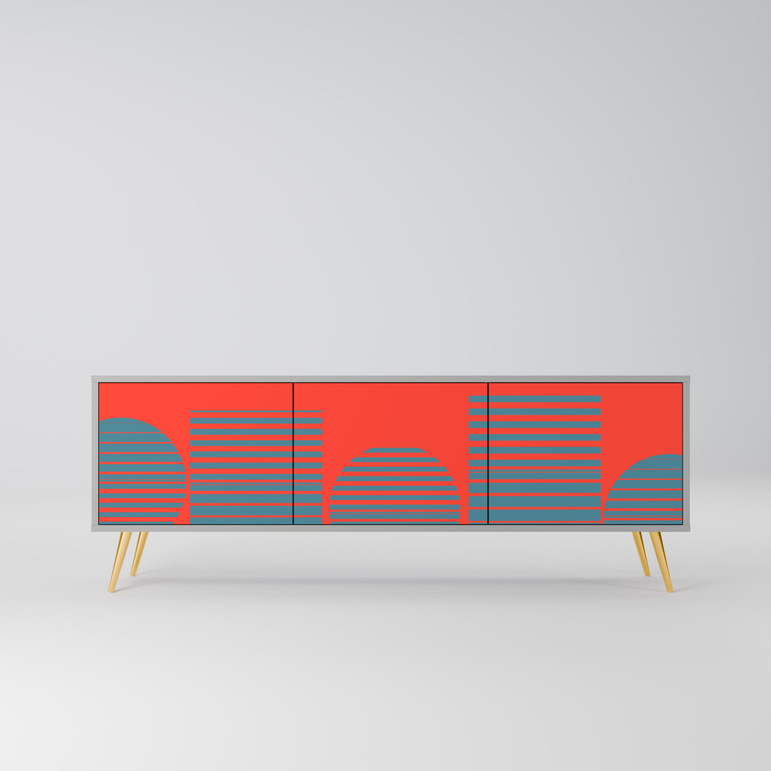 RISING GEOMETRY STARS Móvel de TV com 3 Portas em Acabamento Cinzento