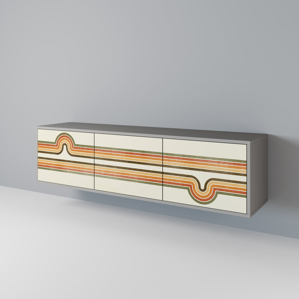 EXCEPTIONAL STREAM 3-Door TV Stand in Grey Finish