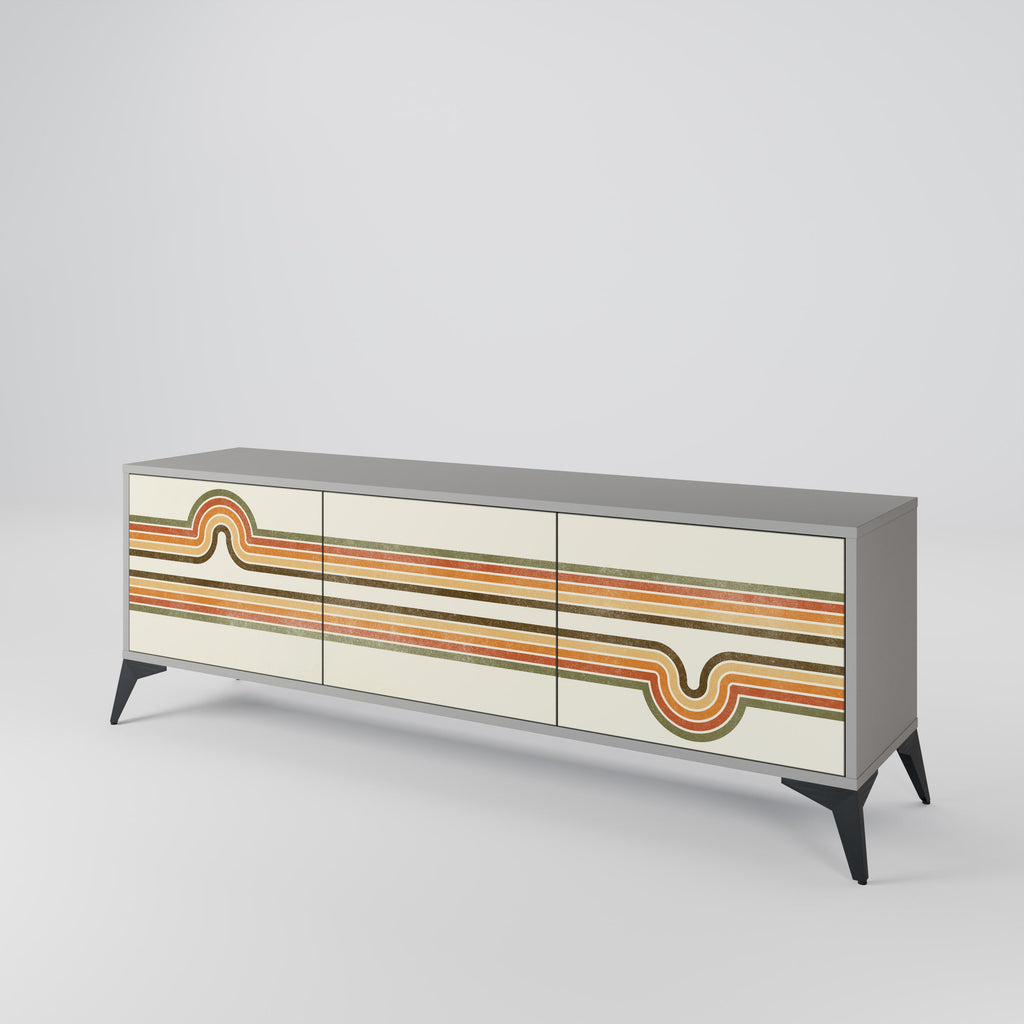 EXCEPTIONAL STREAM 3-Door TV Stand in Grey Finish