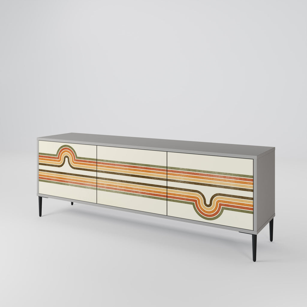 EXCEPTIONAL STREAM 3-Door TV Stand in Grey Finish