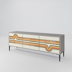 EXCEPTIONAL STREAM 3-Door TV Stand in Grey Finish