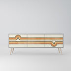 EXCEPTIONAL STREAM 3-Door TV Stand in Grey Finish