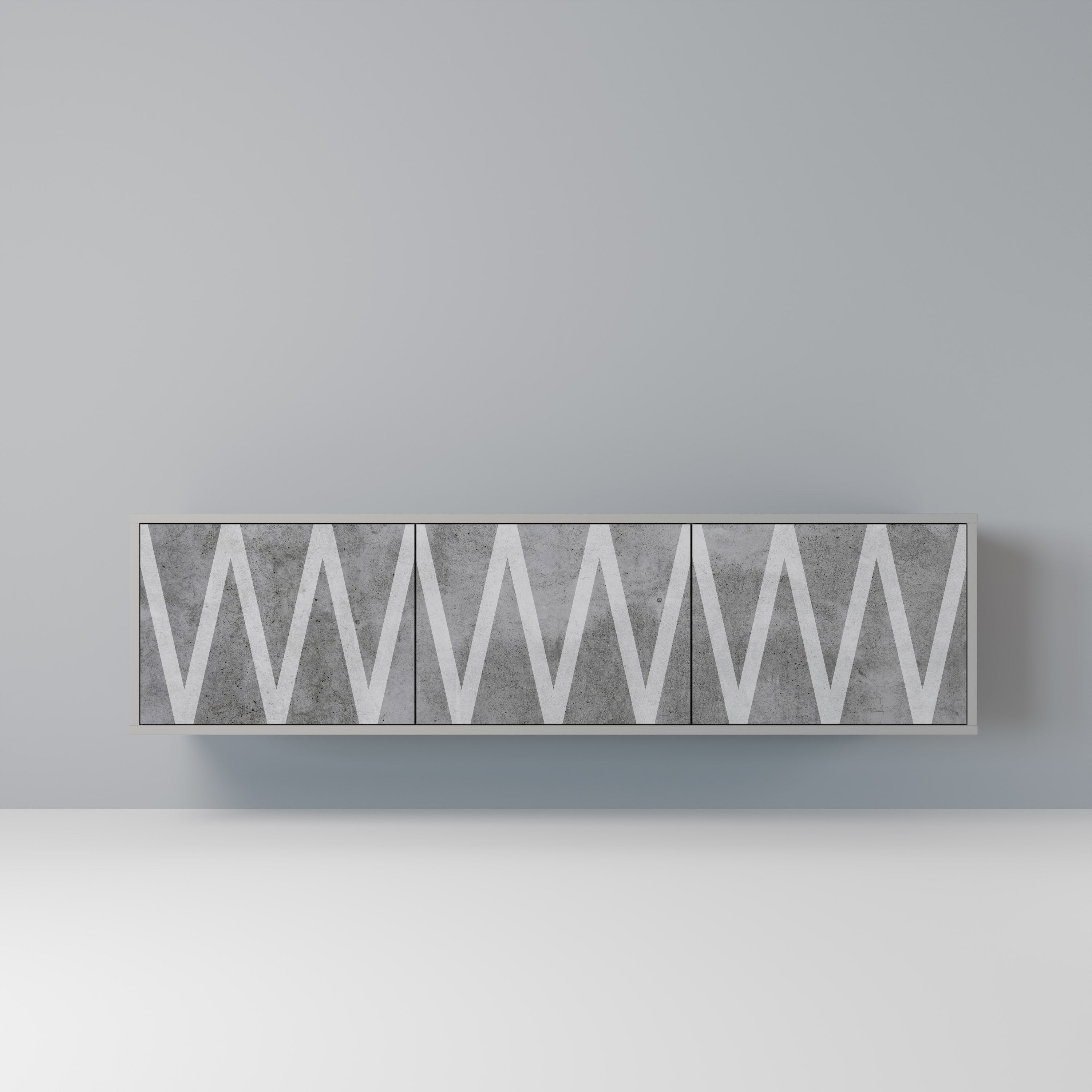 SOLID ZIG ZAG Móvel de TV com 3 Portas em Acabamento Cinzento